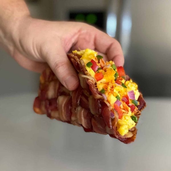 bacon weave breakfast taco dudefoods